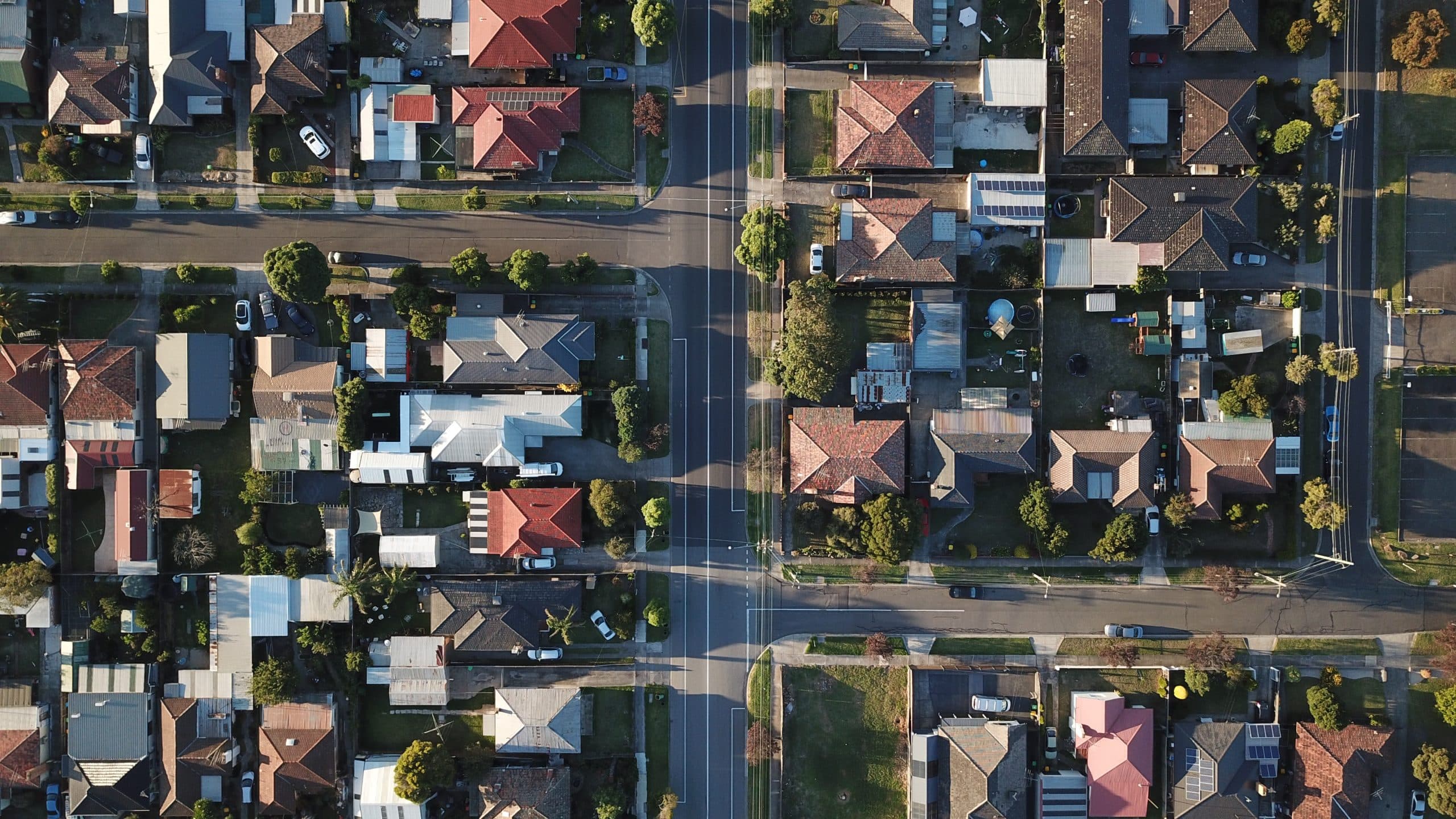 An aerial view of a residential neighbourhood